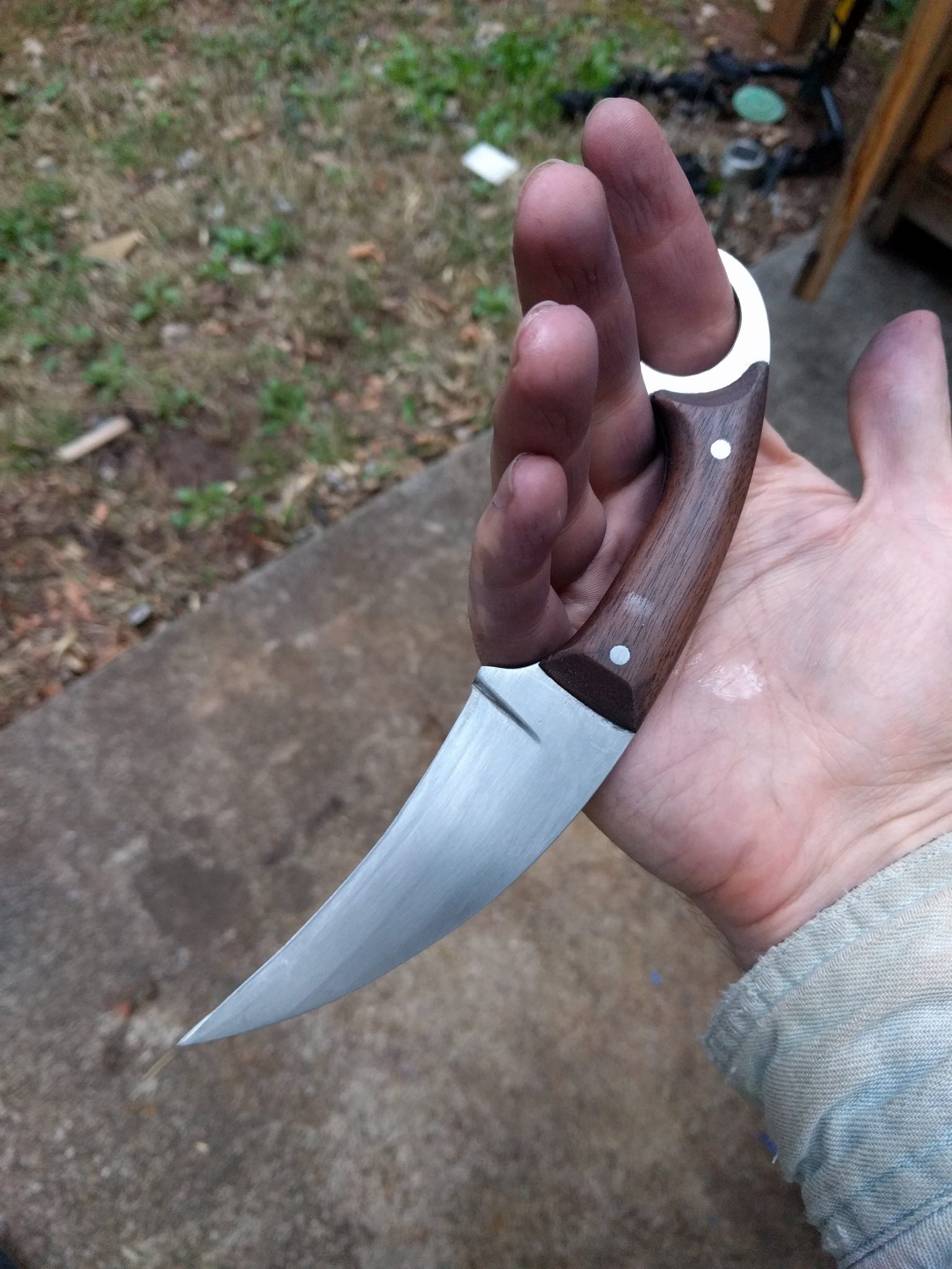 Karambit with walnut handle