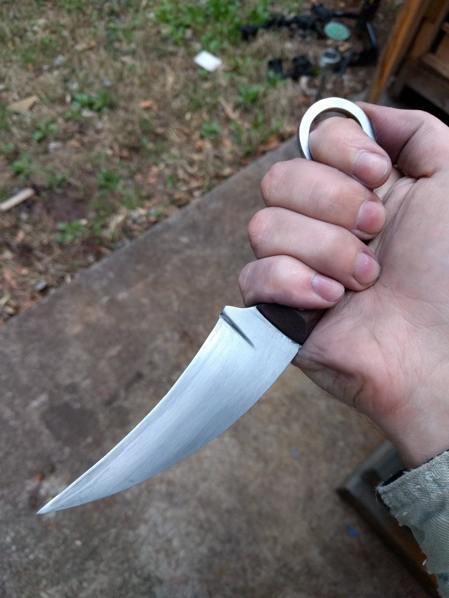 Karambit with walnut handle